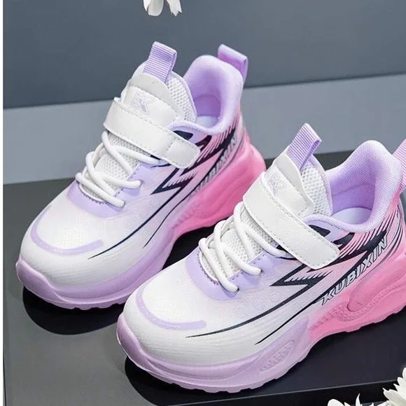 NIB Kids Girls KUBIXIN Sneakers Light Purple Pink Athletic Hook Loop Shoes Sz 1