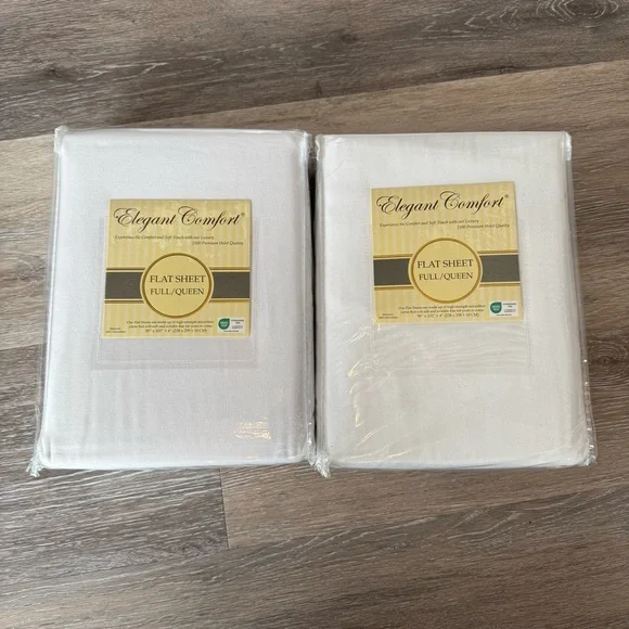 2 Elegant Comfort Wrinkle-Free 1500 Thread Count Egyptian Quality  1-Piece Flats