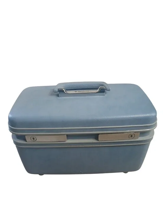 Samsonite Retro Luggage Style Vintage 50's Hard Case w/ Tray Blue Silver Tone