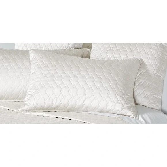 Ethan Allen Salena Marquise Quilted Queen Size Pillow Sham in Pearl NEW