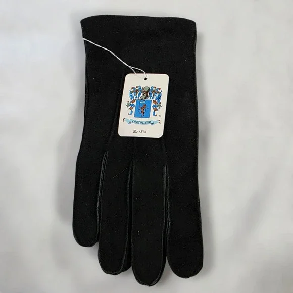 NWT Portolano Goatskin Leather & Lambs Wool‎ Gloves Womens Black Large Lined