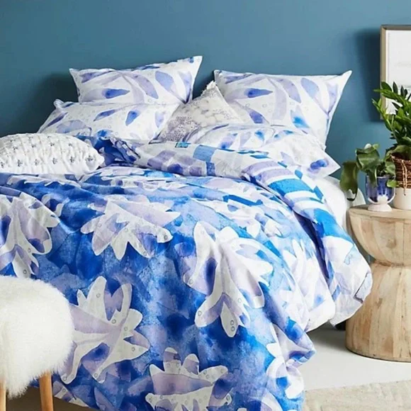 Kate Roebuck for Anthropologie painted indigo euro sham NWT