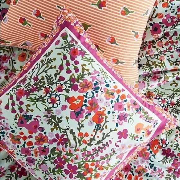 Anthropologie Hammonton 2 euro shams multicolored floral cotton
