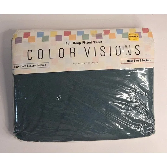 Westpoint Stevens Color Visions Full Deep Fitted Sheet Emerald Green Percale