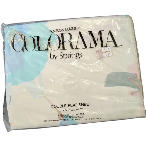 Vintage‎ Colorama Silk Poppies Floral Print Double/Full Flat Sheet NIP