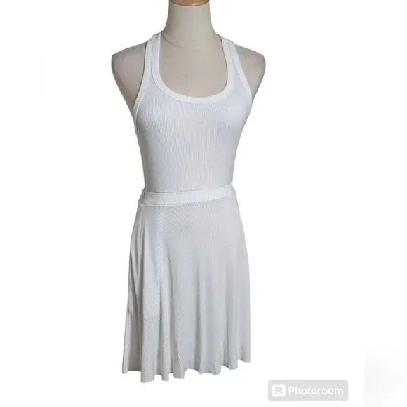 Free People Beach White Ribbed Stretch Mini Dress