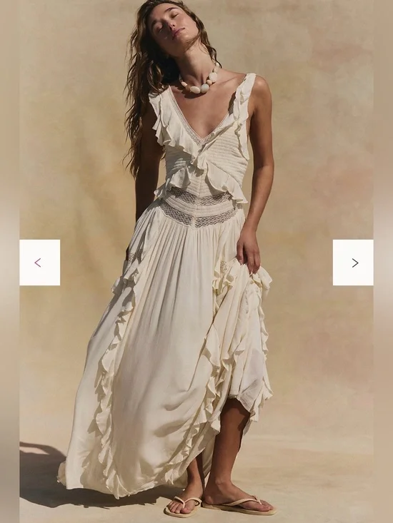 Free People Marsai Maxi Dress Large Tofu NWT