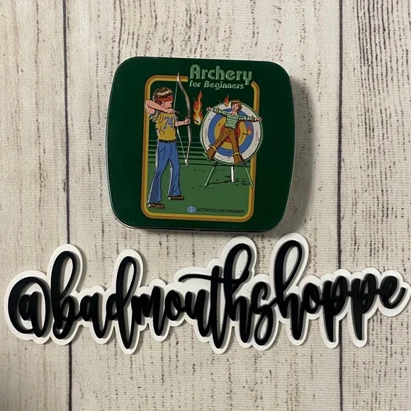 Warped Childhood ARCHERY FOR BEGINNERS Macabre Funny Halloween Collector Tin