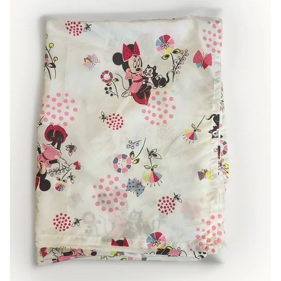 Disney Minnie Mouse Flower Garden Flat‎ Sheet For Toddler Bed White Pink