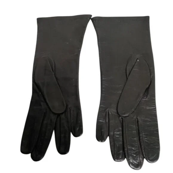 Neiman Marcus Brown Leather Gloves Silk Lined Luxury Vintage Equestrian Womens 7