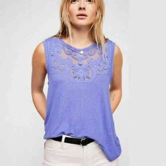 Free people meant to be lilac embroidered top S