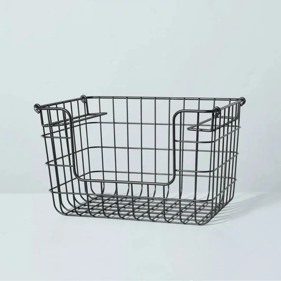 Hearth & Hand Magnolia Large Stacking Wire Storage Basket Matte Black