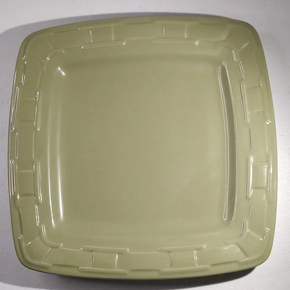 Longaberger Vitrified Pottery Square Dinner Plate In Sage Color 11