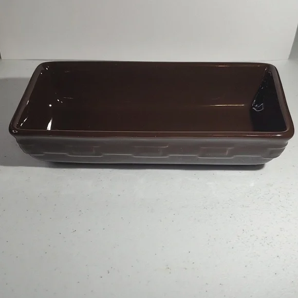 Longaberger Vitrified Pottery Serving Dish In Chocolate Brown