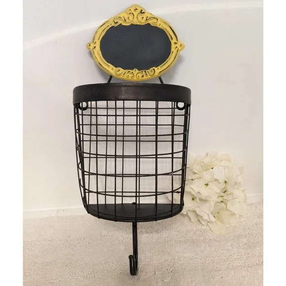 New chalk board wire basket coat hanging storage hook