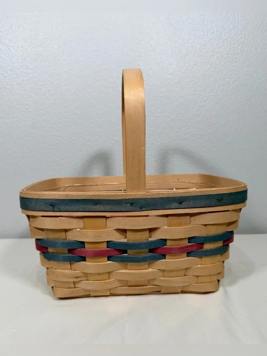 Vintage 1991 Longaberger All Purple Basket Natural Wood Spring Easter Trim 9.5x5