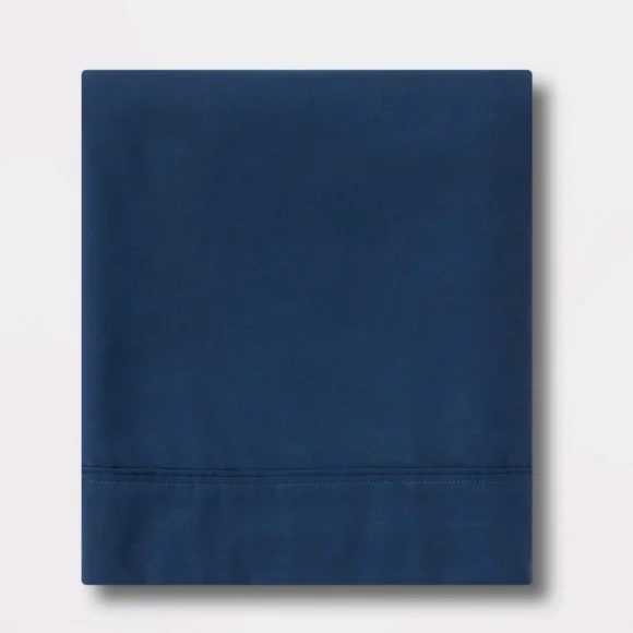 Threshold Full 300 Thread Count Ultra Soft Flat Sheet Dark Blue