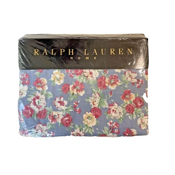 Vtg‎  New Ralph Lauren Hope Floral Blue FULL Deep Fitted Sheet NIP