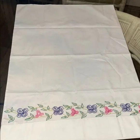 Embroidered pink purple Floral pillowcase