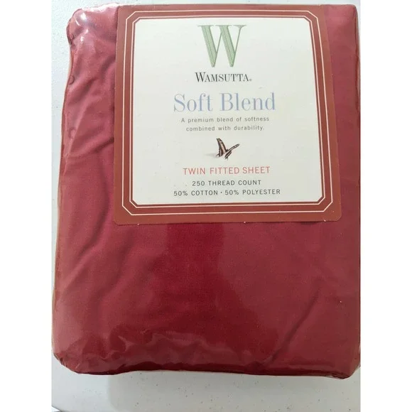 wamsutta twin fitted sheet new Red Cotton Blend vintage