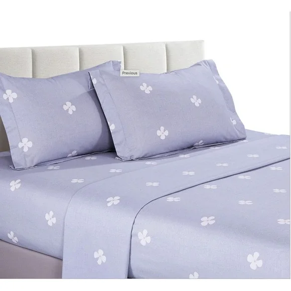 Lillian Gray Floral 100%‎ Cotton 4 Piece Sheet Set King Modern Boho
