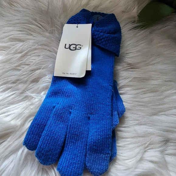 Ugg - Blue Bow Wool Blend Tech Glove- new