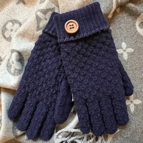 New Own Style Women’s Winter Gloves W/ Button Details in Blue