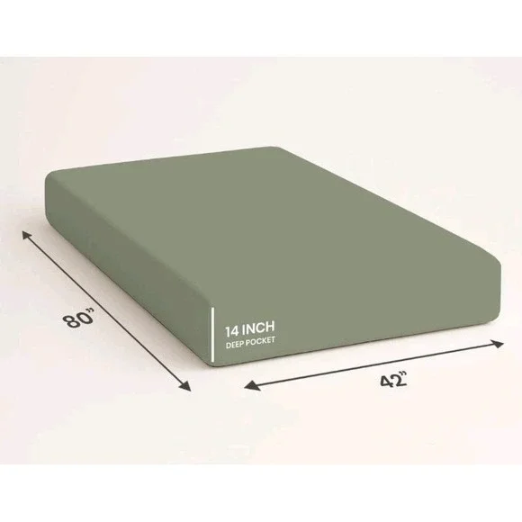 SGI bedding 1000 Thread Count Egyptian Cotton‎ 42X80 Fitted Sheet - Green