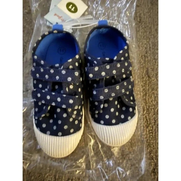 Toddler Unisex Parker Navy‎ Blue Sneakers Size 11 Hook Loop Pull On Cat & Jack