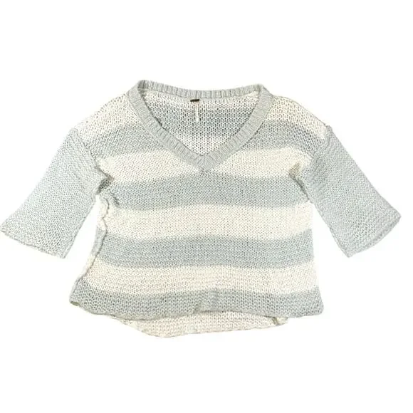Free People Parkslope Mint Ivory Knit Sweater - L