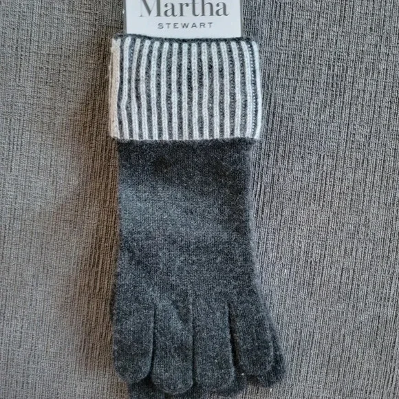 NWT Martha STEWART 100% 2 -PLY CASHMERE WOMEN'S dark Heather Grey WINTER…