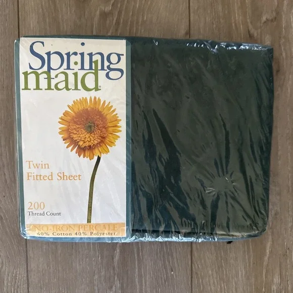 Vintage Springmaid Cotton Rich Twin Fitted Sheet in Hunter Green NEW