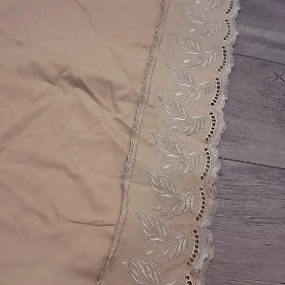 Vintage Waterford Linens Pillowcase KING Yellow Gold Cotton Scalloped Embroidery