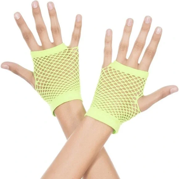 Lime green / yellow fingerless gloves