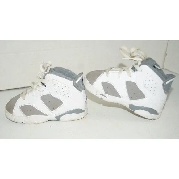 Nike Air Jordan Retro 6 Cool Grey Sneakers Baby DV3606-100 White/GREY Size 6C