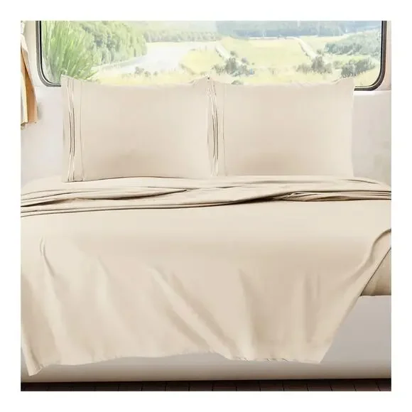 Nestl Premier 1800 Series Deep Pocket Bed 4 Piece Sheet Set Beige RV Queen