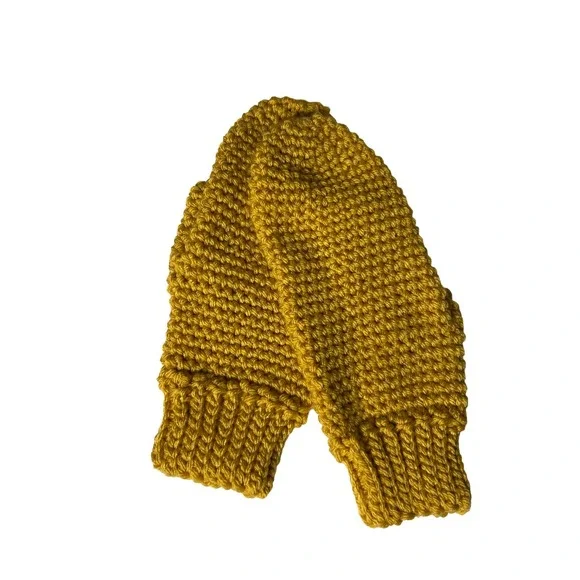NWOT Handmade Gold‎ Chunky Knit Mittens Winter Cozy Warm Accessories