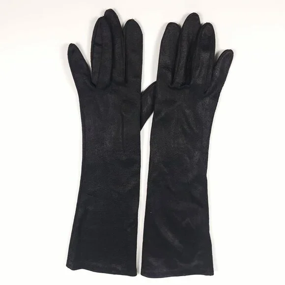 Vintage Hansen Mid Length Long‎ Black Gloves 14.5
