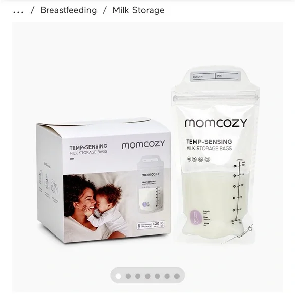 Momcozy Temp-Sensing Milk Storage Bags - White