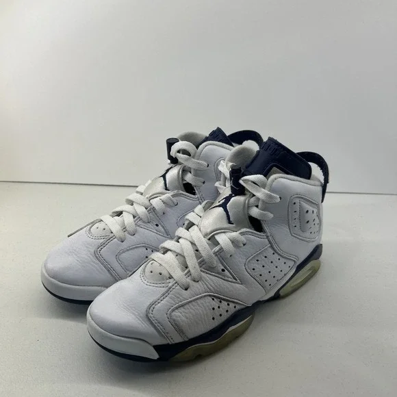 Nike Air‎ Jordan 6 'Midnight Navy' Size 5Y, Women's Sz 6.5 Wht/Blue 384665-141