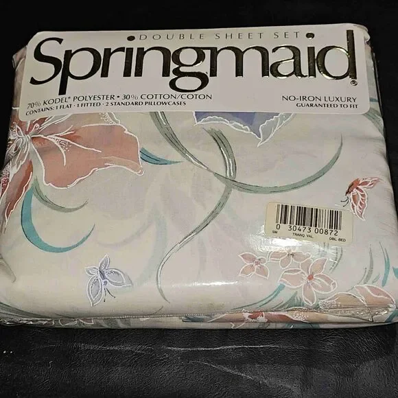 New Springmaid Vintage Floral‎ Print Double Bed Sheet Set NOS NIP