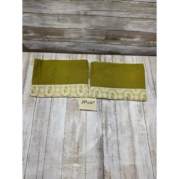 2- Vintage Cannon Royal Family Olive Green Floral Floral Pillowcase Standard