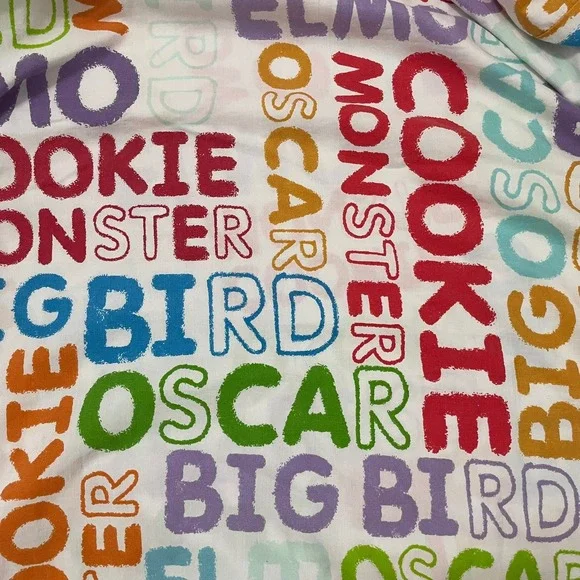 Vintage Sesame Street Fitted Twin Size Oscar Cookie Monster‎ Big Bird