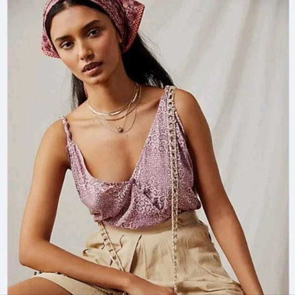 Free People intimately Animal Print Bodysuit sz M