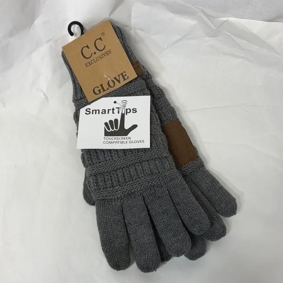 C.C Exclusives slate Gray smart tips Touchscreen compatible leather palm Gloves