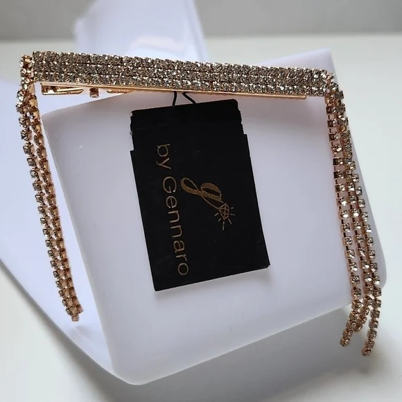 g by Gennaro Hair Clip Gold Tone and Clear Class Stones