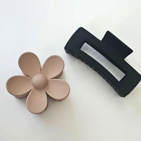 Beige & Black Hair Clips Bundle Of 2