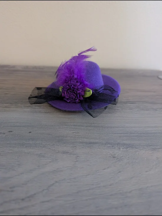 Vibrant Purple Feathered Derby Hat Fascinator