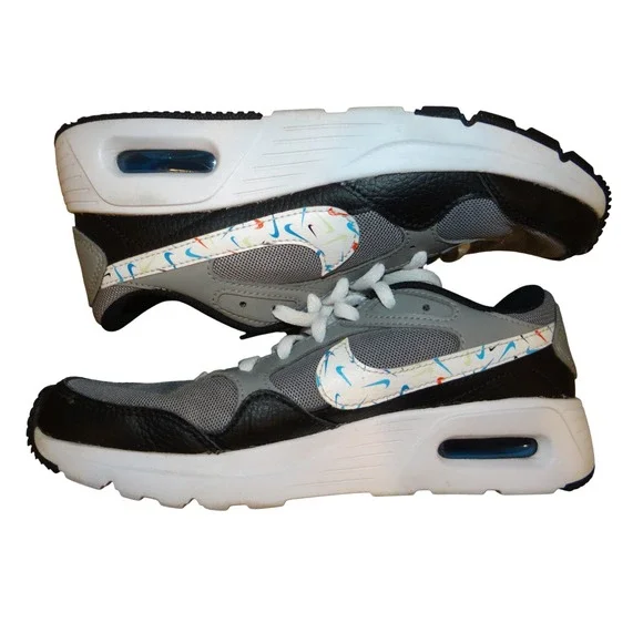 Nike Air Max Kids 4.5Y Youth Gray Black White Multi Swoosh Sneakers‎ DM7592