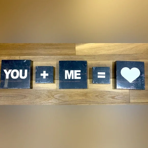 You‎ and Me equal heart decor sign. Black and White. NEW